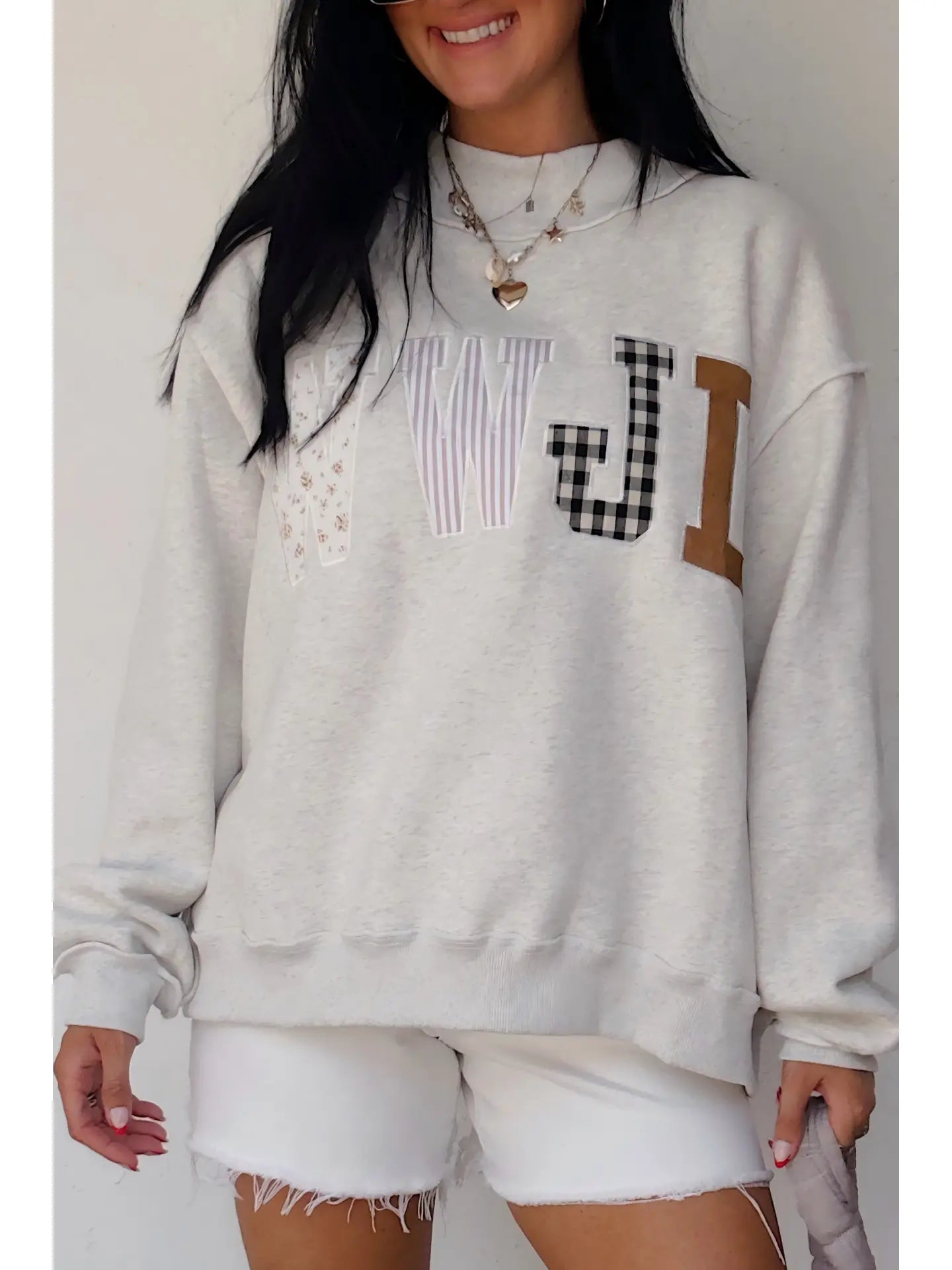 WWJD Embroidered MockNeck Sweatshirt