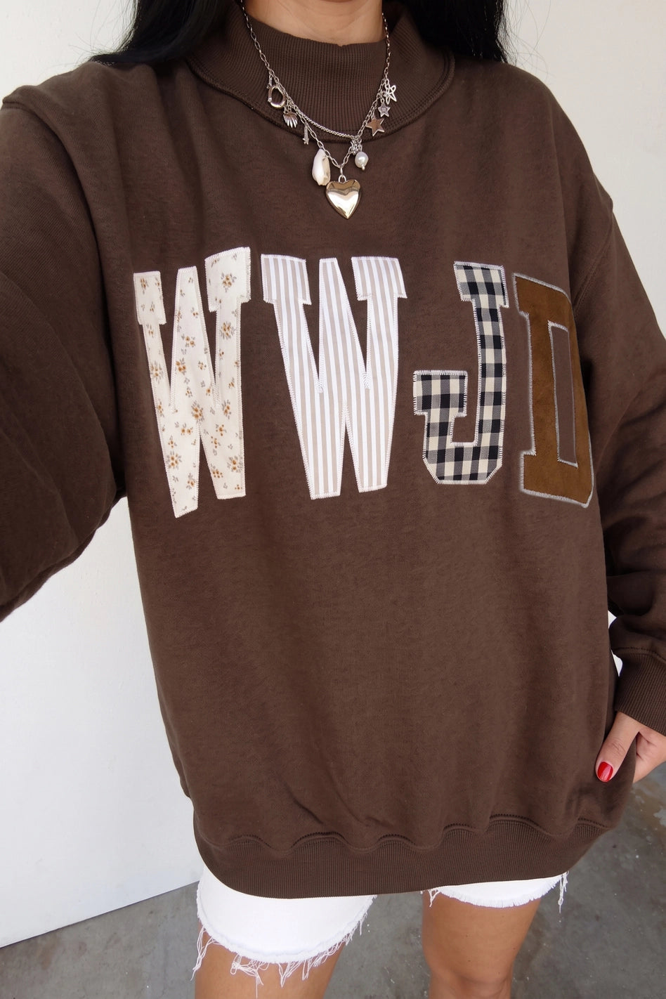 WWJD Embroidered MockNeck Sweatshirt