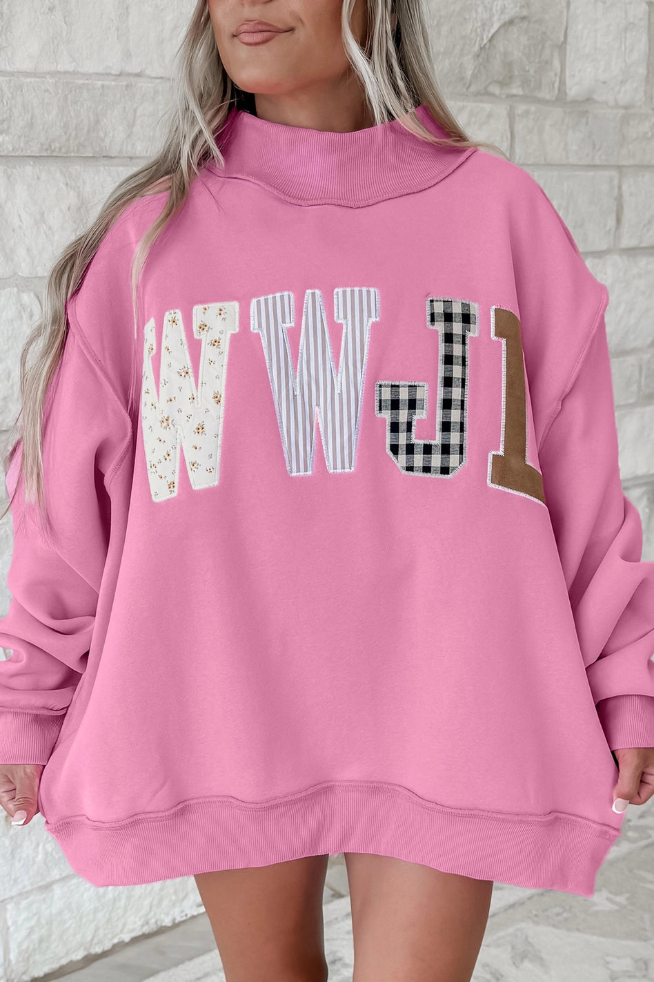 WWJD Embroidered MockNeck Sweatshirt